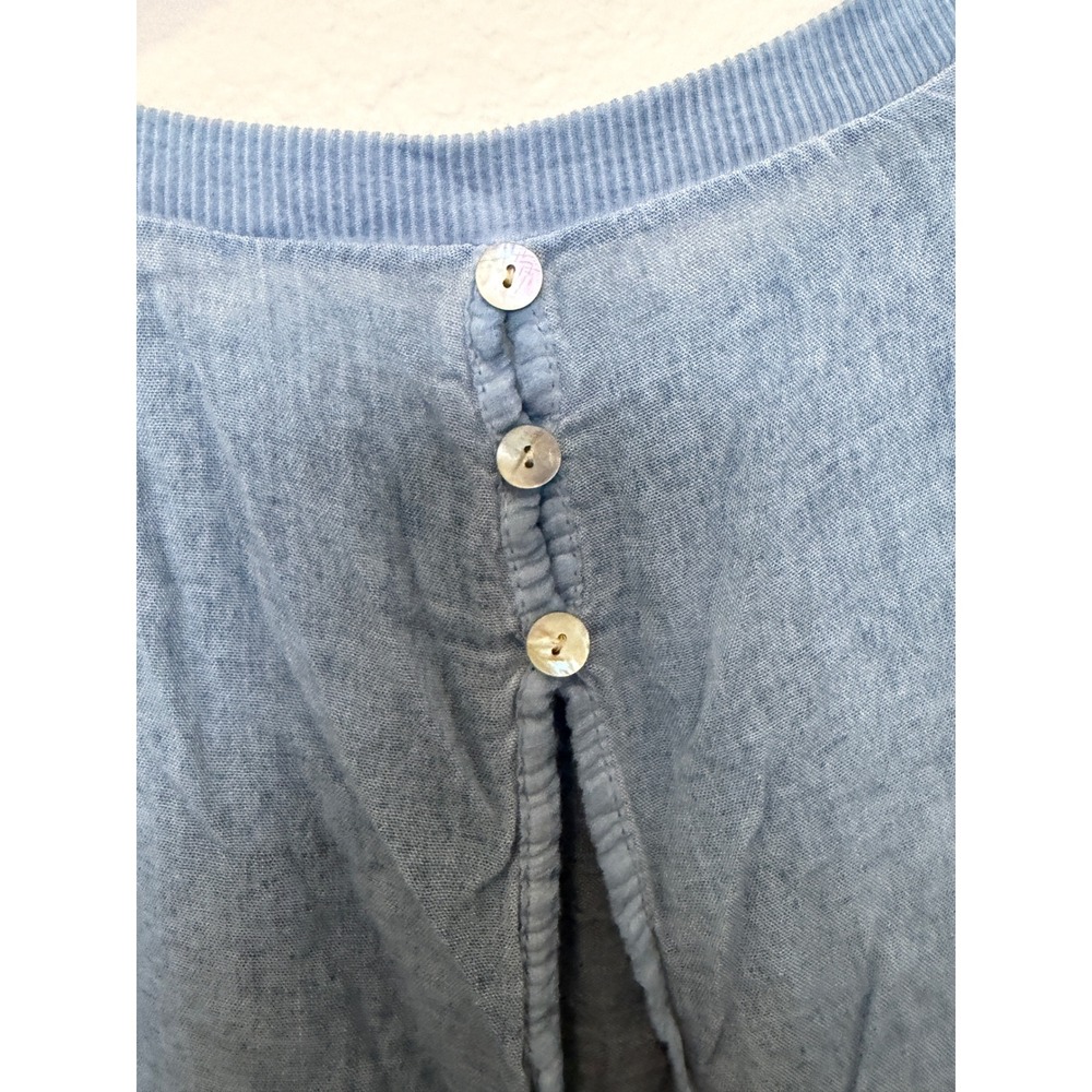 Scandal made in Italy Lagenlook Blouse-Blue-Artsy Semi Sheer Boho Top - Picture 8 of 11